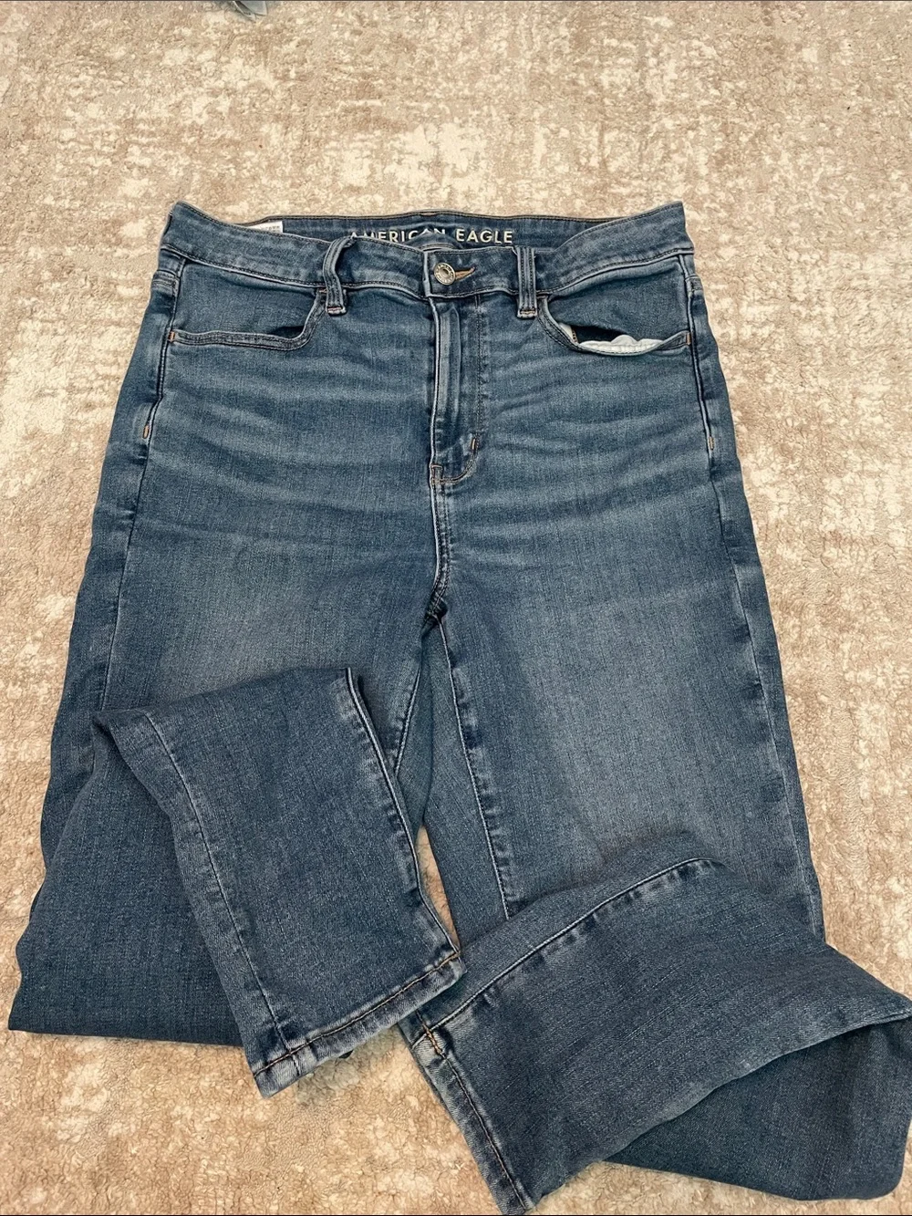 American Eagle Outfitters Medium Blue Super High Rise Jeggings size 10 Short